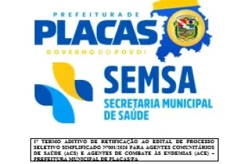 PUBLICAÇÃO DO 1º TERMO ADITIVO DE RETIFICAÇÃO AO EDITAL PSS Nº001/2026