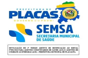 DIVULGAÇÃO DO 3º TERMO ADITIVO DE RETIFICAÇÃO AO EDITAL Nº001/2026 DO PSS PARA ACS E ACE 